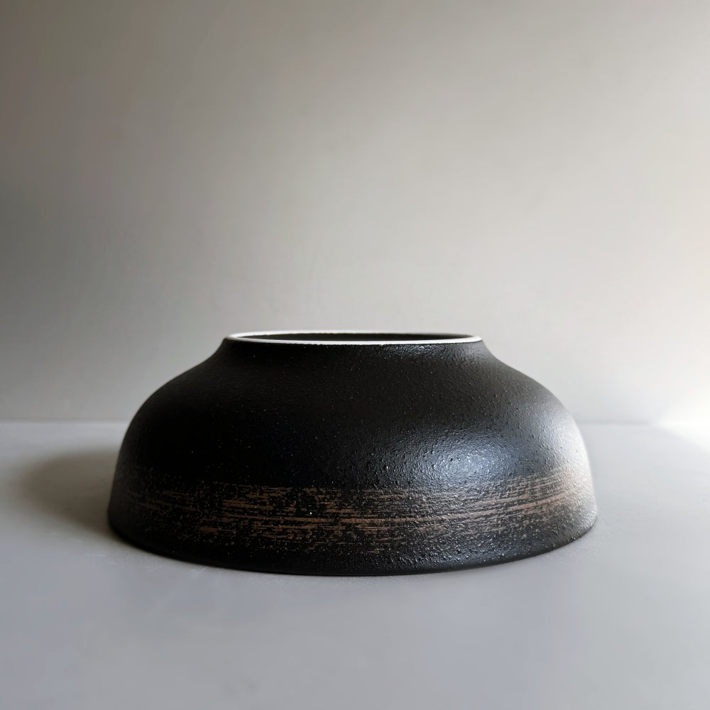Japanese noodle bowl with hakeme blush design. Mino ware, made in Japan. Available at Toka Ceramics.