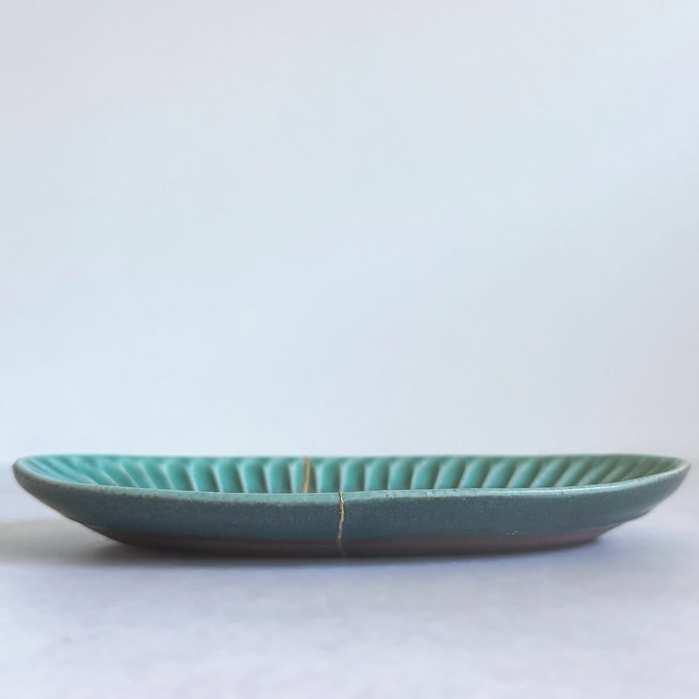 Kintsugi - Teal Oval Plate no.1