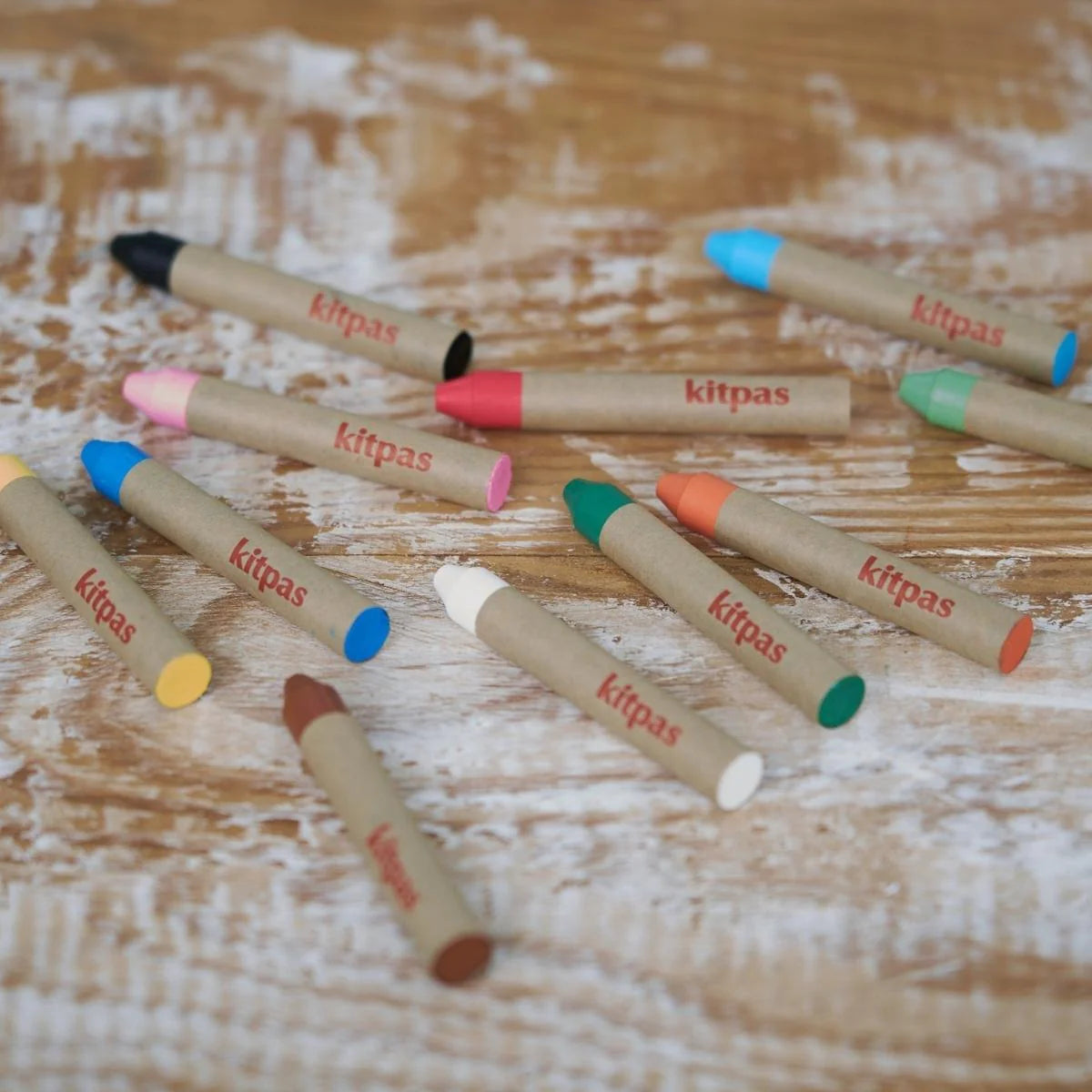 Kitpas Medium Stick Rice Wax Crayons 12 Colours