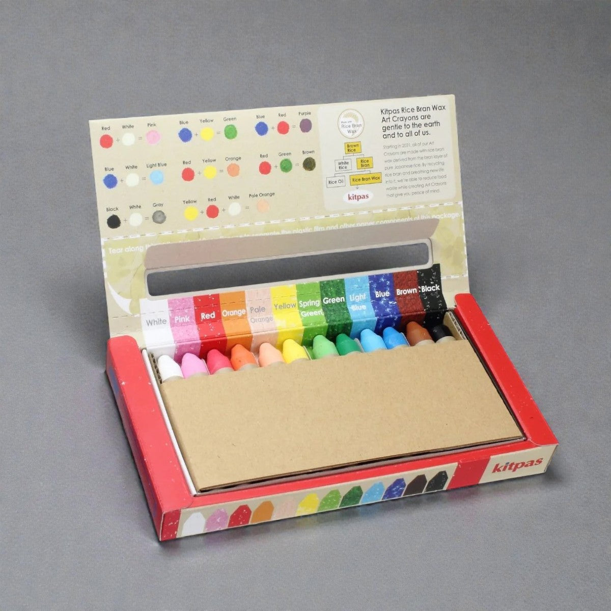 Kitpas Medium Stick Rice Wax Crayons 12 Colours