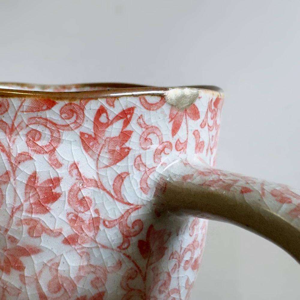 Kintsugi - Large Karakusa Mug - Red - Small Rim Repair