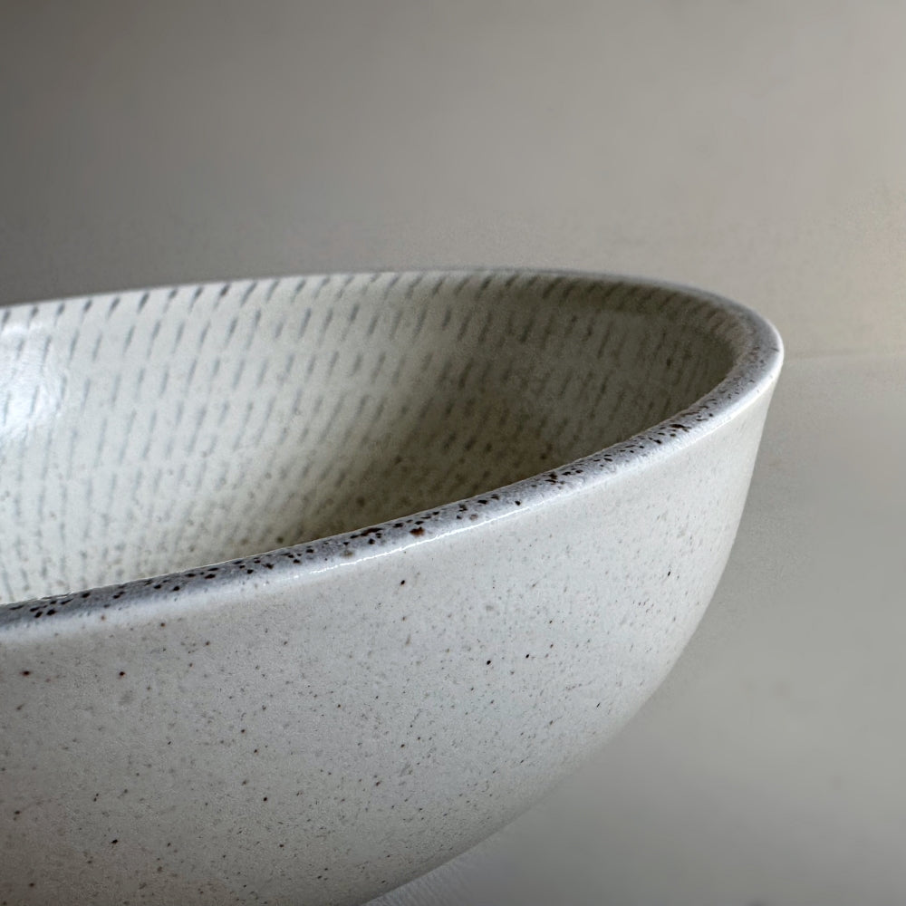 Chihaya deep noodle bow in White, mino ware. Made in Japan. Available at Toka Ceramics.
