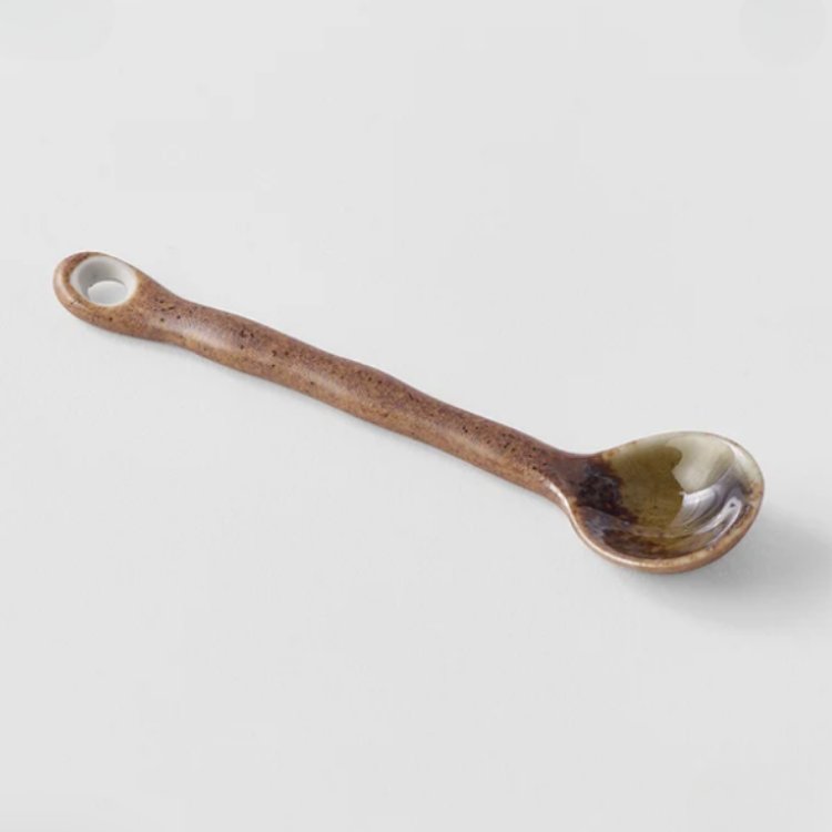 Ceramic Coffee Spoon - Light Brown/Green