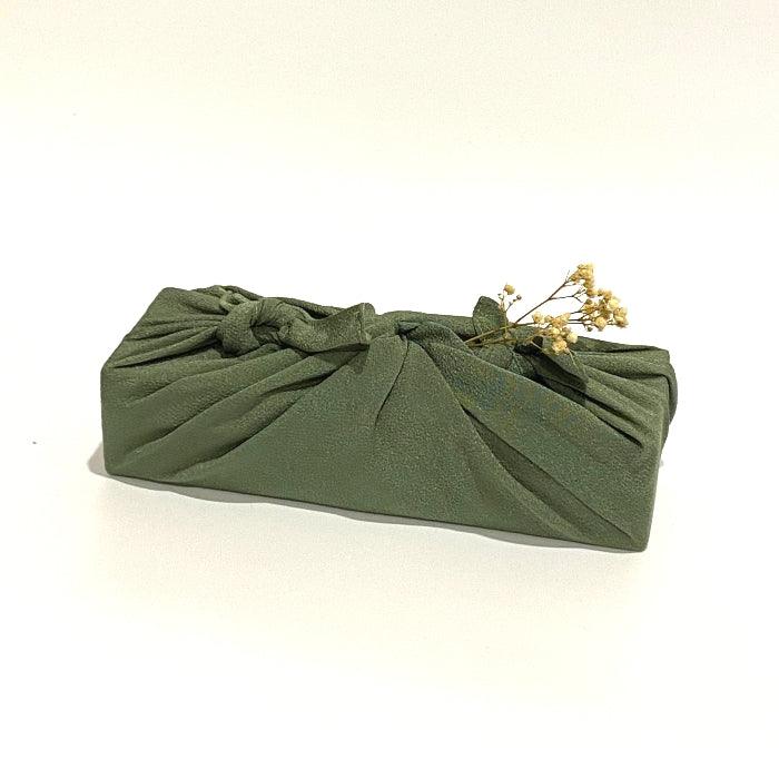 Furoshiki Chirimen Olive at Toka Ceramics.