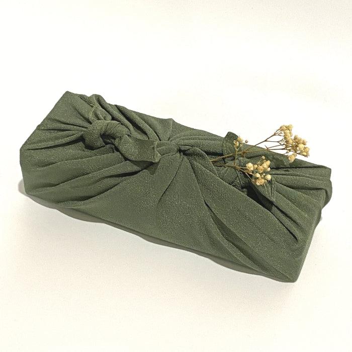 Furoshiki Chirimen Olive at Toka Ceramics.