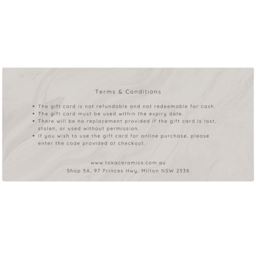Back of Senju Living Gift Voucher