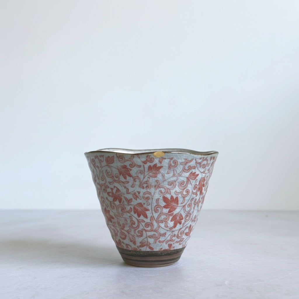Kintsugi - Wide Rim Karakusa Tea Cup  - Small Rim Repair