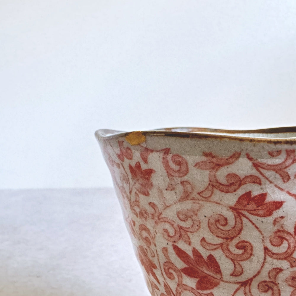 Kintsugi - Wide Rim Karakusa Tea Cup  - Small Rim Repair