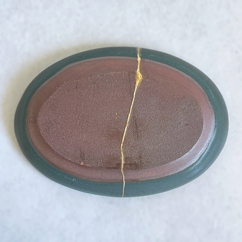 Kintsugi - Teal Oval Plate no.1