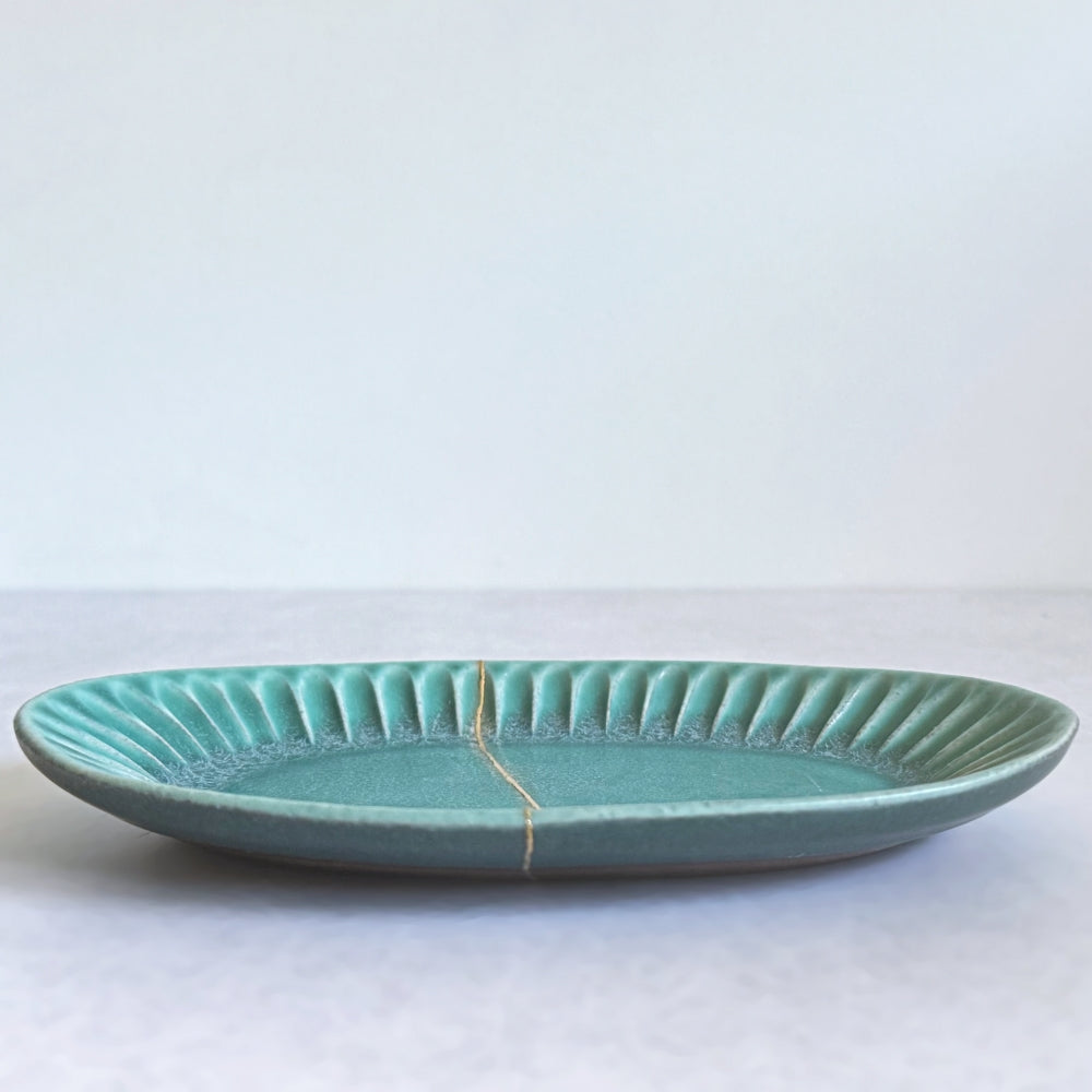Kintsugi - Teal Oval Plate no.1