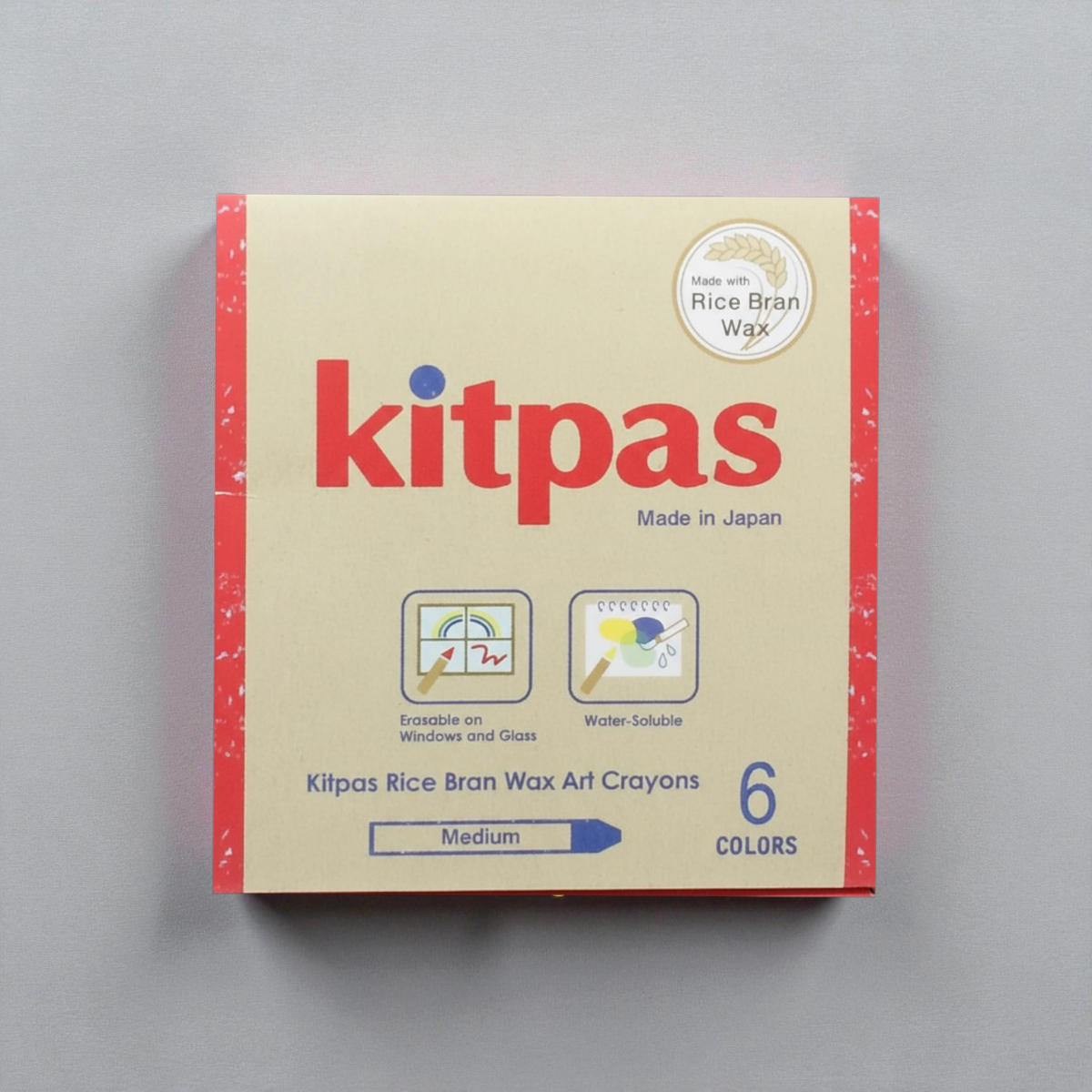 Kitpas Medium Stick Rice Wax Crayons 6 Colours
