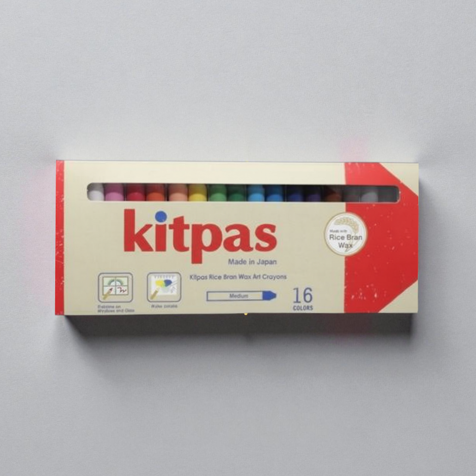 Kitpas Medium Stick Rice Wax Crayons 16 Colours
