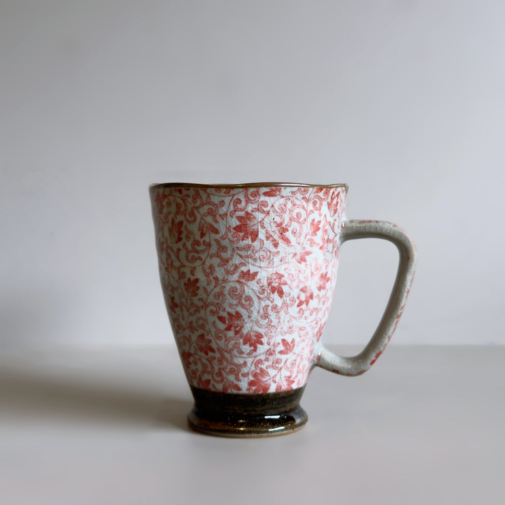 Kintsugi - Large Karakusa Mug - Red - Small Rim Repair
