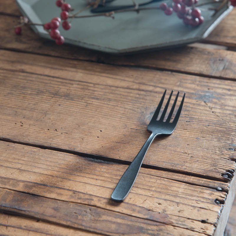 Lava Stone Matte Black Dessert Fork