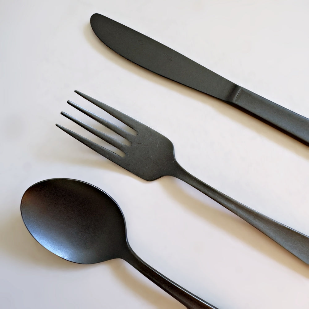 Lava Stone Matte Black Dessert Fork