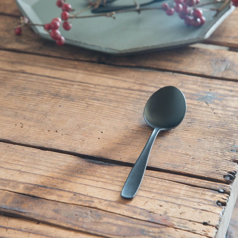 Lava Stone Matte Black Dessert Spoon