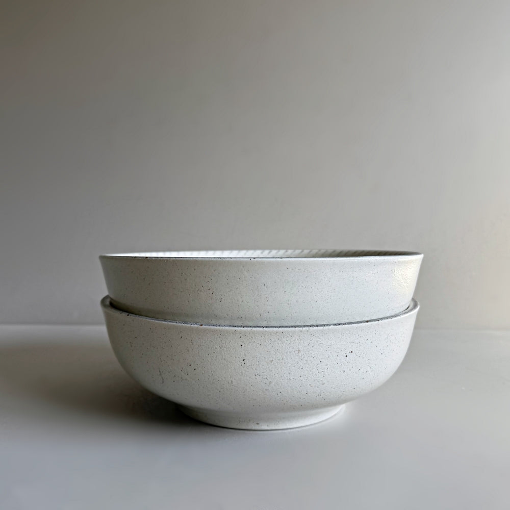 Chihaya deep noodle bow in White, mino ware. Made in Japan. Available at Toka Ceramics.