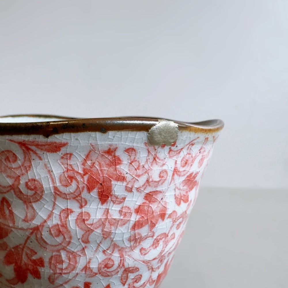 Kintsugi - Wide Rim Karakusa Tea Cup 1 - Small Rim Repair