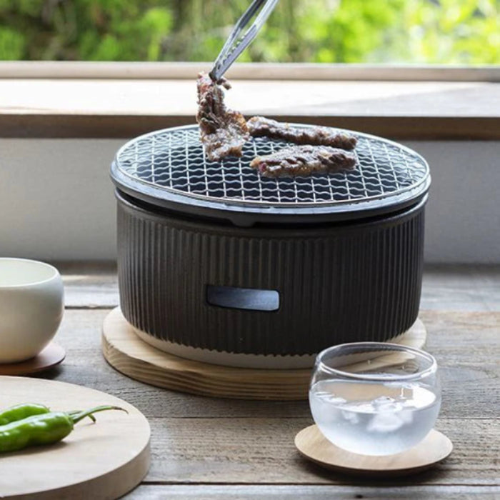 Saliu Japanese charcoal grill, handcrafted in Gifu prefecture, Japan. Available at Toka Ceramics.