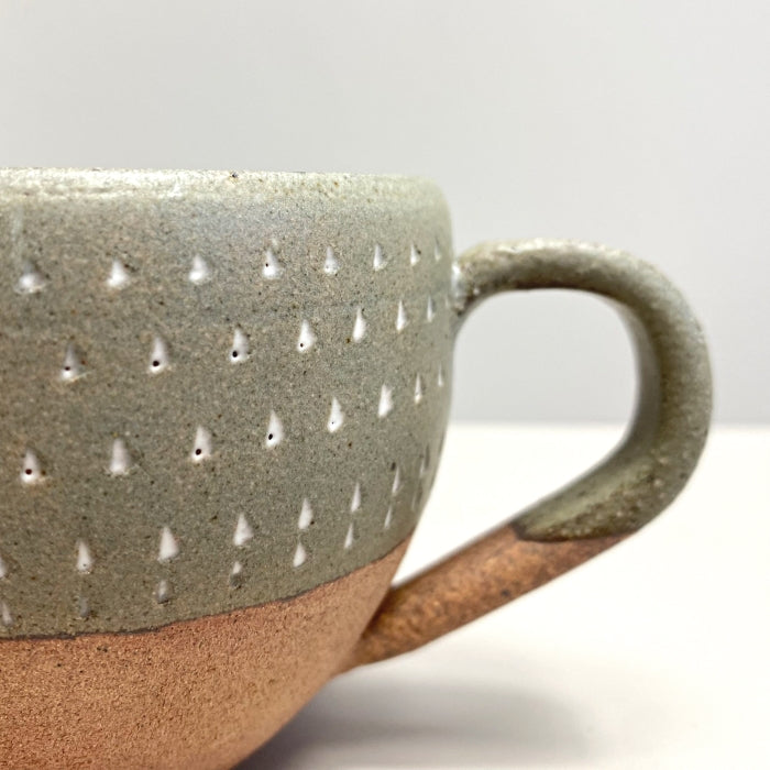 Shotoen round dot cup. Handcrafted in Toki city, Japan. Mino Ware. Available at Toka Ceramics.