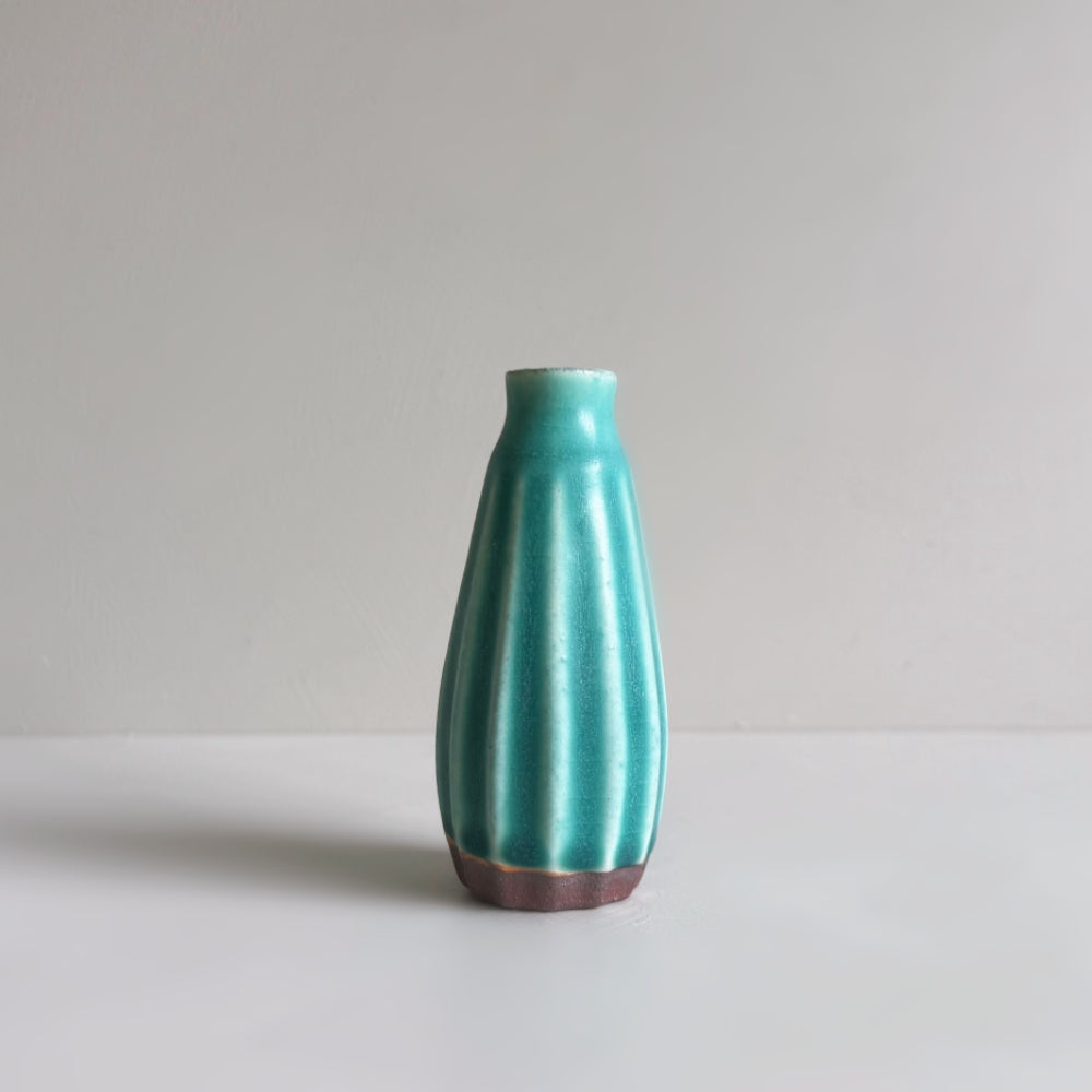 Small Vase & Dried Flower Posy Gift Set - Gourd / Teal. Handmade in Japan. Tamba ware. Available at Toka Ceramics.