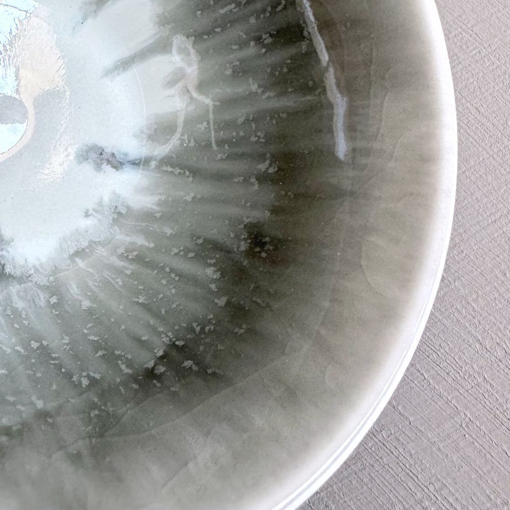 Icicle small bowl: hand crafted by Sinkogama in Mino, Gifu, Japan. Unique glaze captures nature's beauty. Available at Toka Ceramics. 