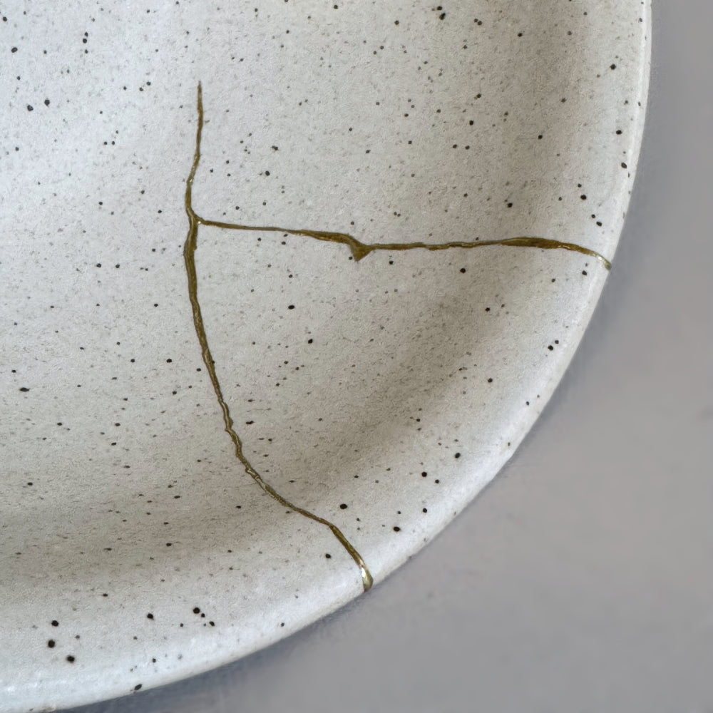Kintsugi repaired Shigaraki ware. Deep bowl, authentic piece made in Japan. Available at Toka Ceramics.