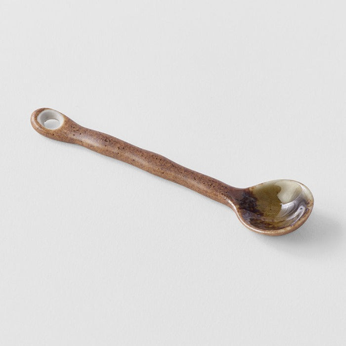 Ceramic Coffee Spoon Green/Brown - Toka Ceramics