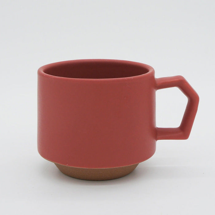 Handmade Stackable Mug in red by Chips Japan.  Available at Toka Ceramics in Australia.