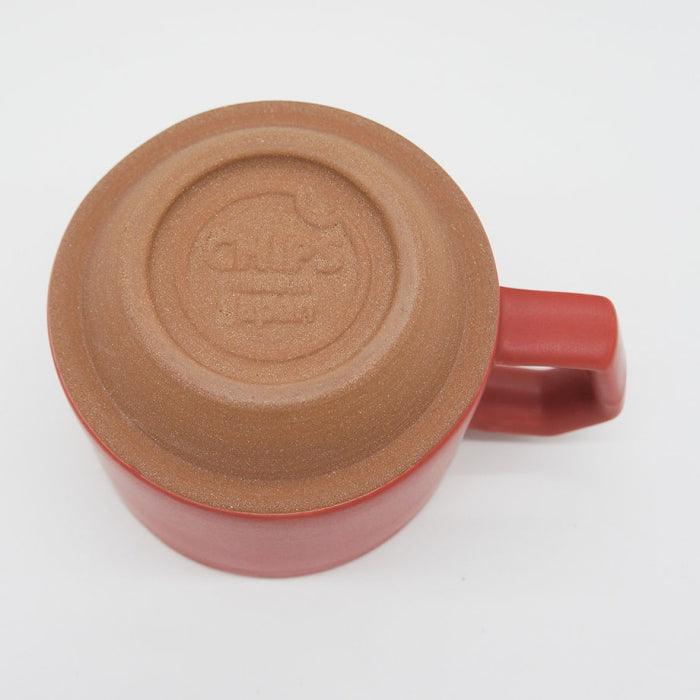 Handmade Stackable Mug in red by Chips Japan.  Available at Toka Ceramics in Australia.