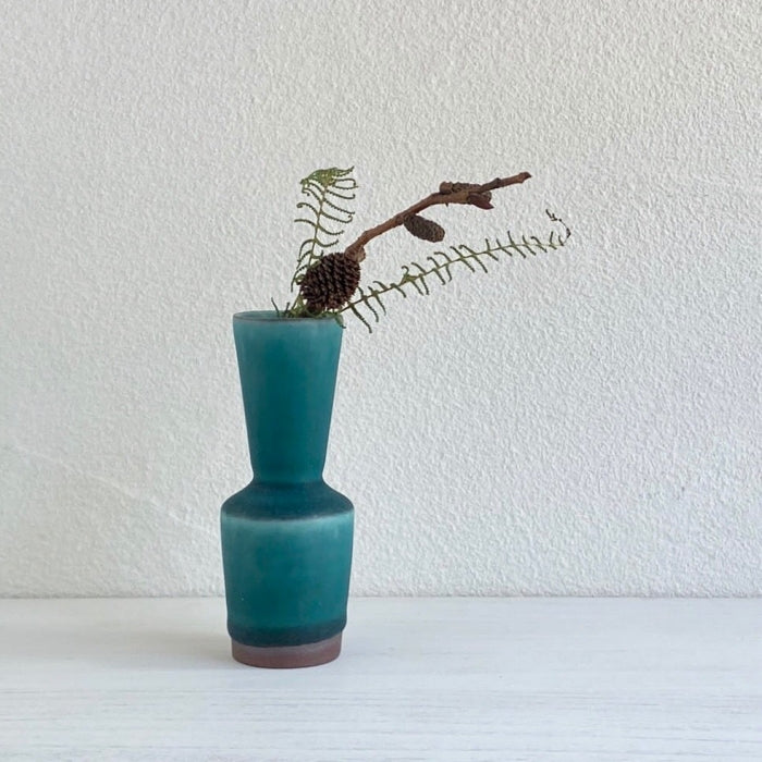 Small Vase & Dried Flower Gift Set - Mermaid/Teal. Handmade in Japan. Tamba ware. Available at Toka Ceramics.