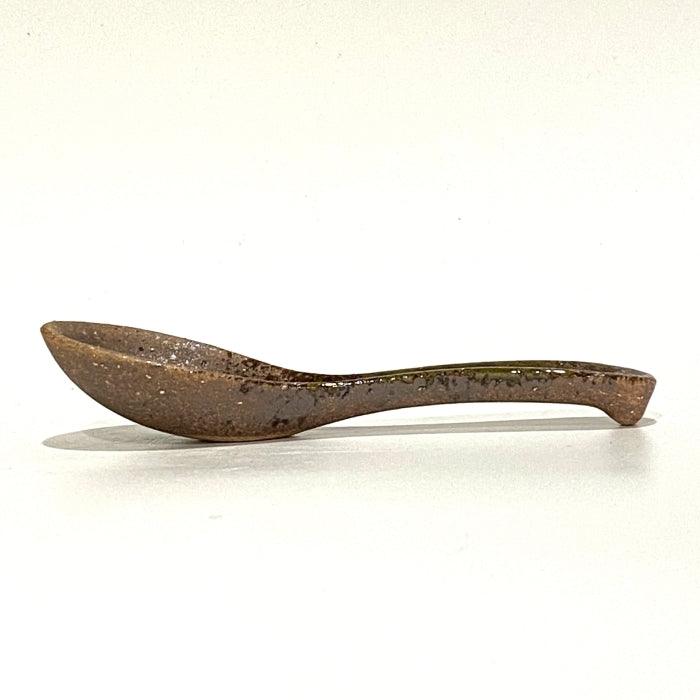 Renge Noodle Spoon - Nanbu Oribe. Made in Japan. Available at Toka Ceramics.