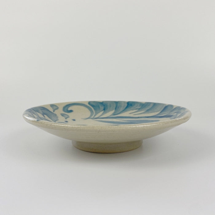 Yachimun Yonamine Pastel Blue small plate, handcrafted in Okinawa, Japan. Available at Toka Ceramics.